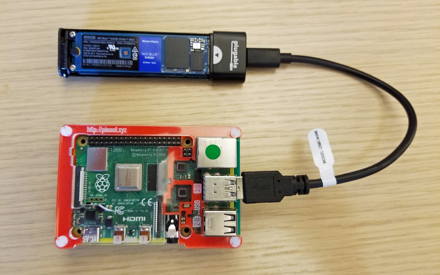 A Raspberry Pi computer using a high performance SSD to maintain data